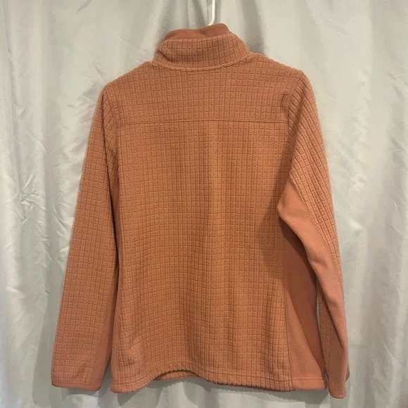 L.L. Bean Coral Fleece Jacket with Burgundy Trim - Picture 3 of 3